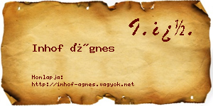 Inhof Ágnes névjegykártya